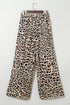 Untamed Spirit Leopard Print Drawstring Wide Leg Flowy Pants